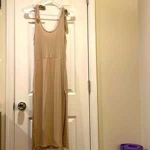 Stone Tie Shoulder Scoop Neck Jersey Midi Dress